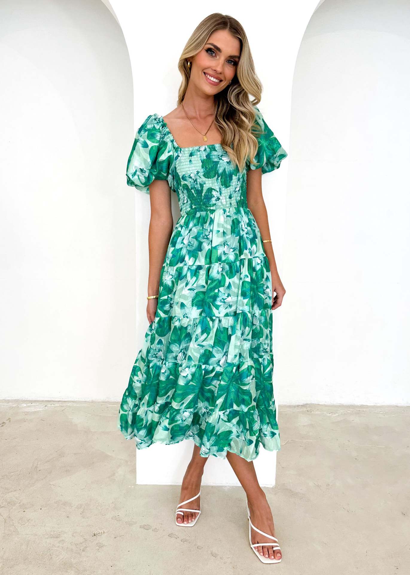 Women's Regular Dress Elegant Classic Style Boat Neck Short Sleeve Flower Maxi Long Dress Travel Daily display picture 42