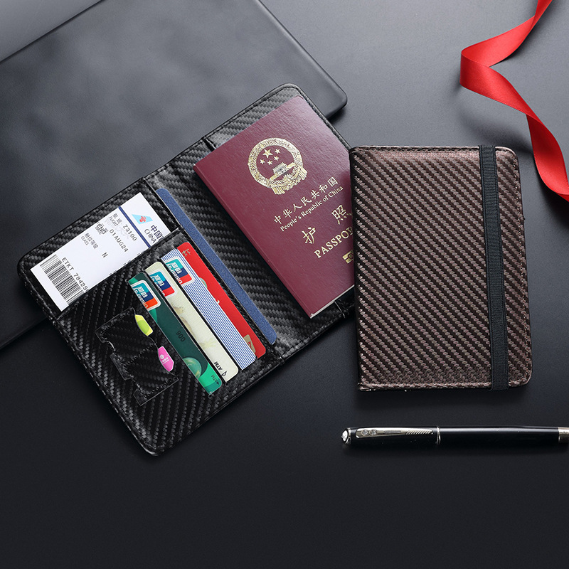 Amazon pu bolsa de pasaporte de fibra de carbono RFID multifunción pasaporte porta de pasaporte porta de pasaporte