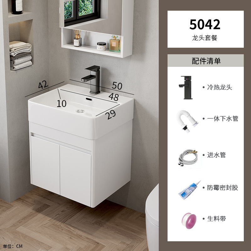 Espacio de aluminio gabinete de baño apartamento pequeño tipo de casa de alquiler cerámica en un lavabo lavabo lavabo esquina redondeada