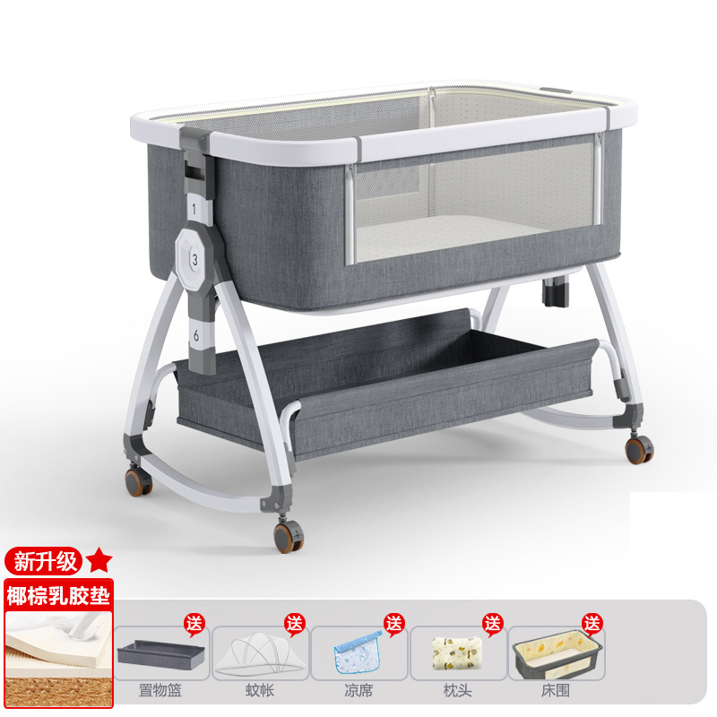 Cuna de bebé recién nacido cama costura Cama grande Baby Shaker BB cama de los niños cuna cama multifuncional móvil plegable image 43