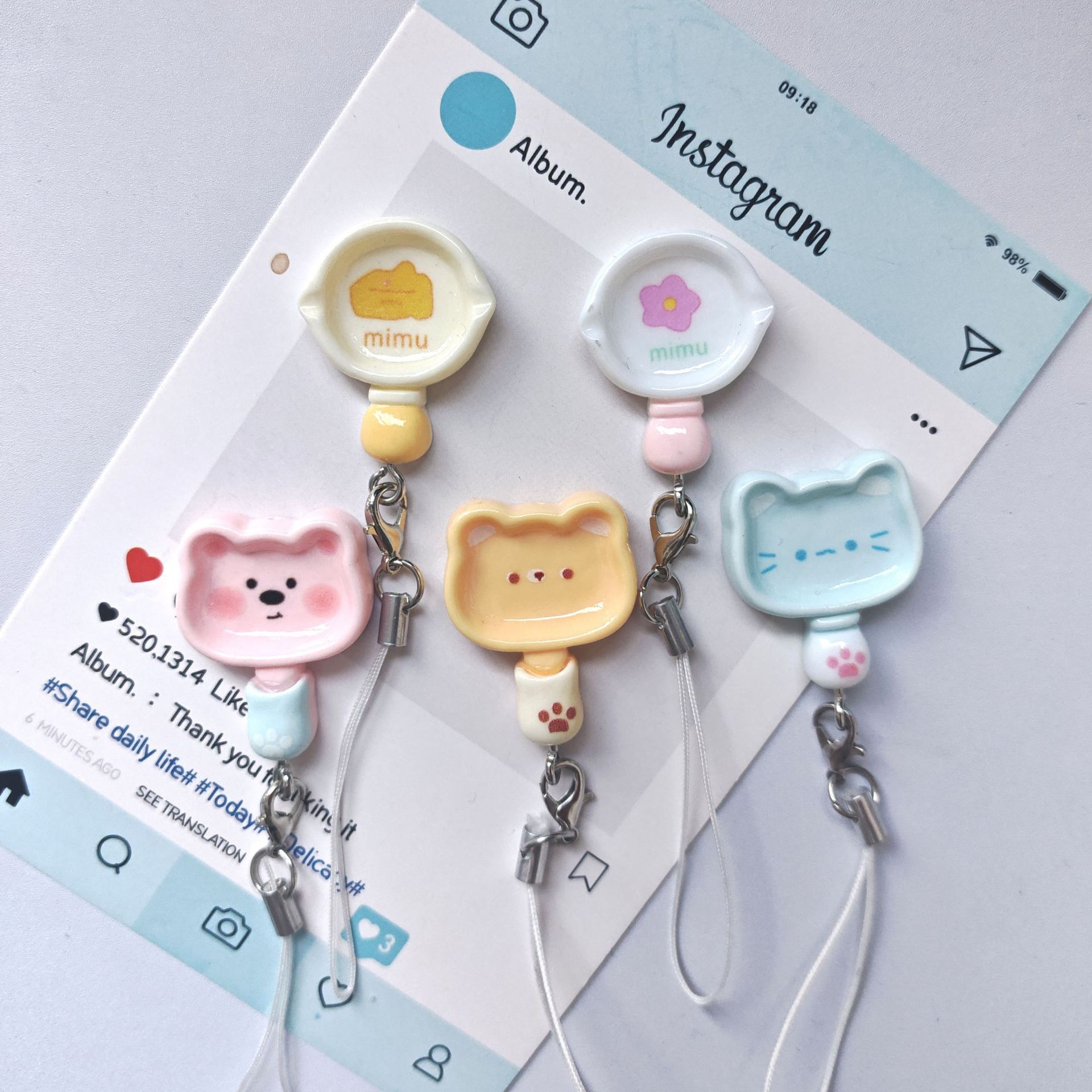 Cartoon frying pan phone chain, cute and soft little bear and cat milk pot pendant, fun realistic kitchenware, gift for best friends