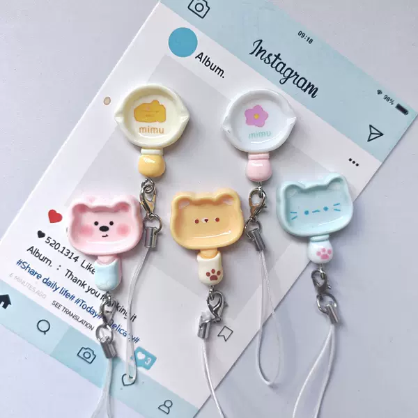 Cartoon frying pan phone chain, cute and soft little bear and cat milk pot pendant, fun realistic kitchenware, gift for best friends