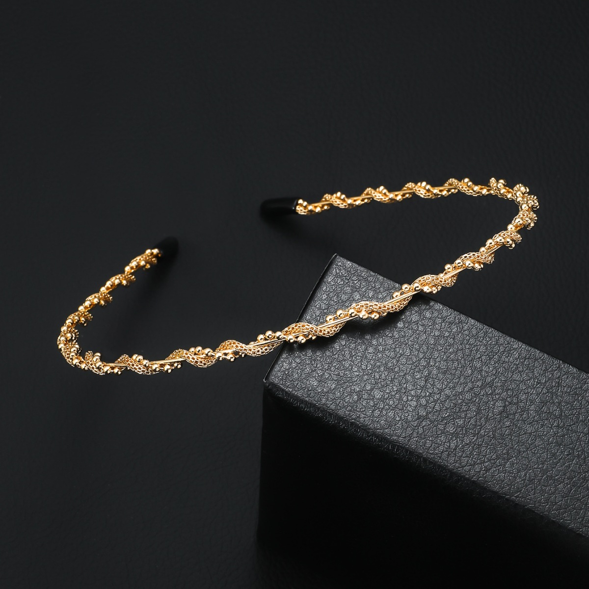 Simple nupcial accesorios para el cabello de las mujeres hecho a mano sinuoso onda diadema estilo japonés coreano tocado torcido rhinestone perla diadema