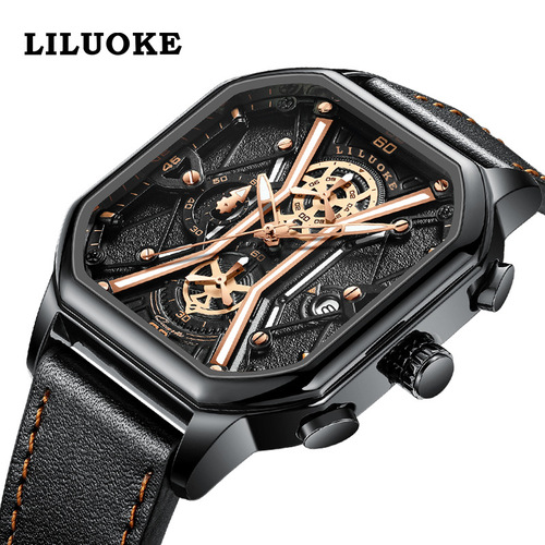 One-piece wholesale LILUOKE men's watch, high-end glow-in-the-dark waterproof cross-border watch for men, non-mechanical men's watch