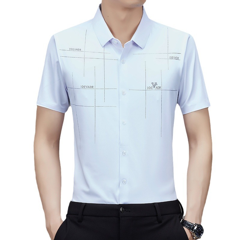 2023 Verano nuevo TikTok mismo estilo camisa de manga corta para hombres camisa sin costuras de negocios