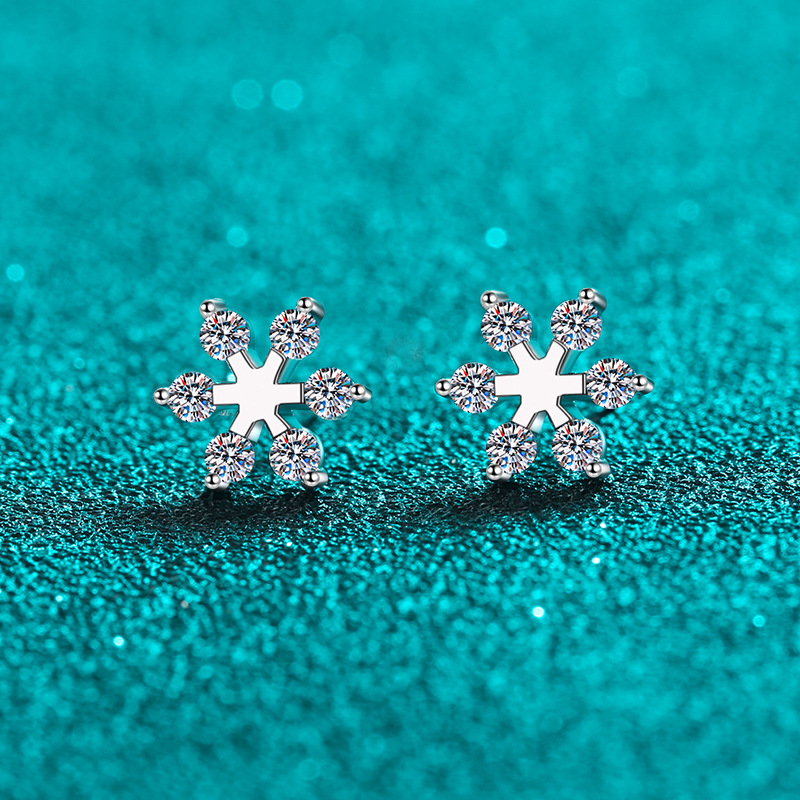 Orecchini a forma di fiocco di neve in moissanite Xindeyi color D, in argento sterling S925, stile semplice e fresco, regalo di San Valentino per la fidanzata._voghion.com