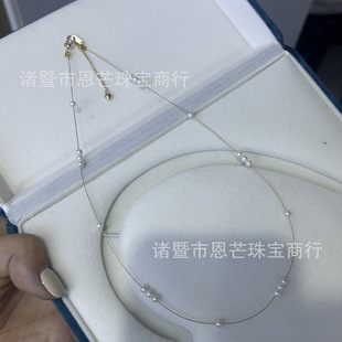 Natural Freshwater Pearl 3-4mm Nearly Perfect Round with Slight Flaws and Strong Light Baby's Breath S925 Silver Finished Necklace
