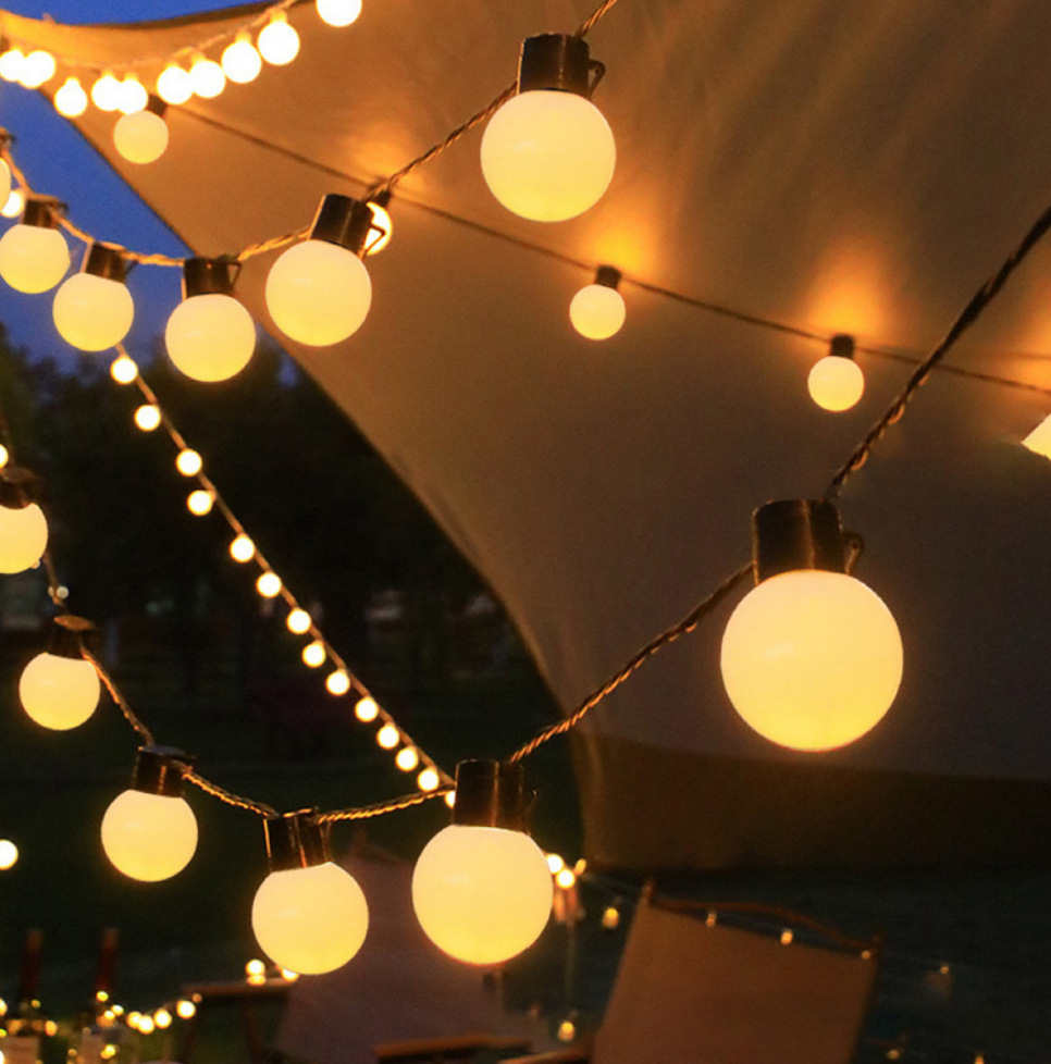 lámpara LED al aire libre camping al aire libre patio jardín decoración techo solar impermeable cadena de lámpara tienda de campaña diseño atmósfera