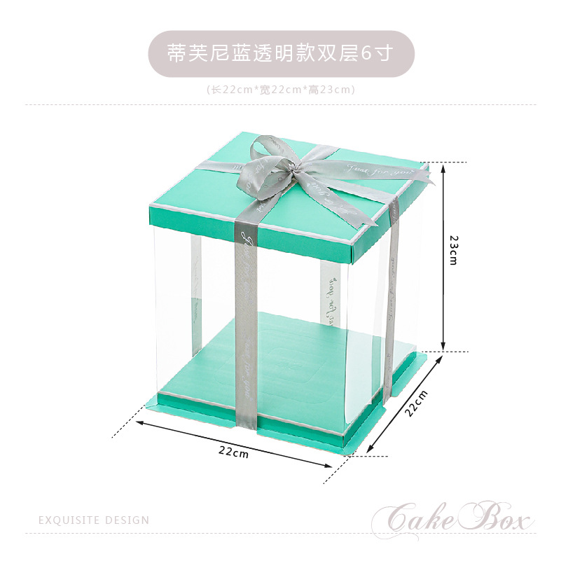 Caja de caja de caja de pastel de cumpleaños transparente de celebridades de Internet 4 4 6 6 8 8 10 pulgadas 12 embalaje de pastel de elevación de doble capa simple