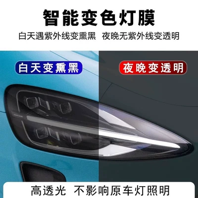 Car headlight protective film Light-Controlled Blackening Film, Transparent - light-controlled-blackened-headlight-film-tpu-default