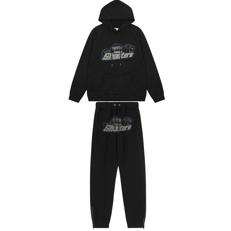 Marca de moda europea y americana Trapstar azul amarillo cabeza de tigre toalla bordado suéter calle alta capucha pantalones traje casual hombre