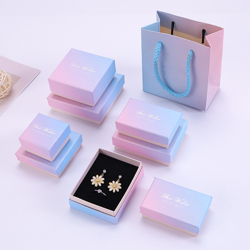 Light Luxury Jewelry Packaging Box Korean Style Gift Box Ring Earrings Earrings Storage Box Jewelry Jewelry Gradient Color Jewelry Box Light Luxury Jewelry Packaging Box Korean Style Gift Box Ring Earrings Earrings Storage Box Jewelry Jewelry Gradient Color Jewelry Box