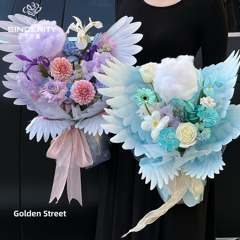 Qisejin nuevos productos flores, pájaros y cielo sfonía papel de modelado embalaje de flores floristería floristería material floral coreano