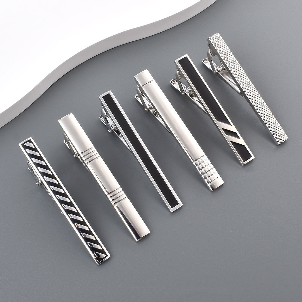 Amazon Cross-Border New Set Tie Clip Rectangular Painted Copper Tie Clip Business Shirt Clip Ready Stock