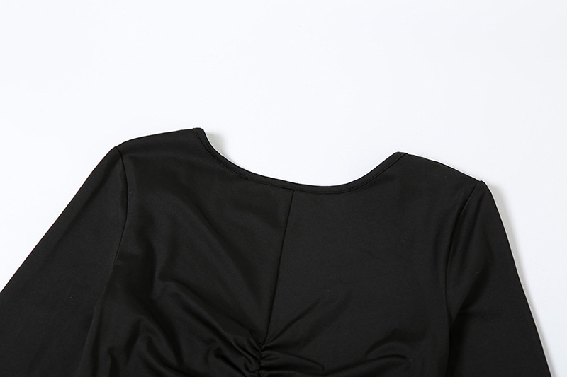 Winter Women Clothing Trendy Long Sleeve Irregular Asymmetric Lace Stitching Sexy Backless
