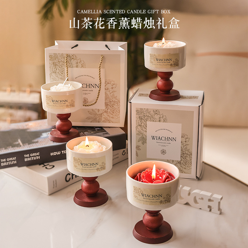 Camelia aromaterapia vela dormitorio sala de estar nicho vela de fragancia de alta gama regalo de cumpleaños regalo de mano al por mayor