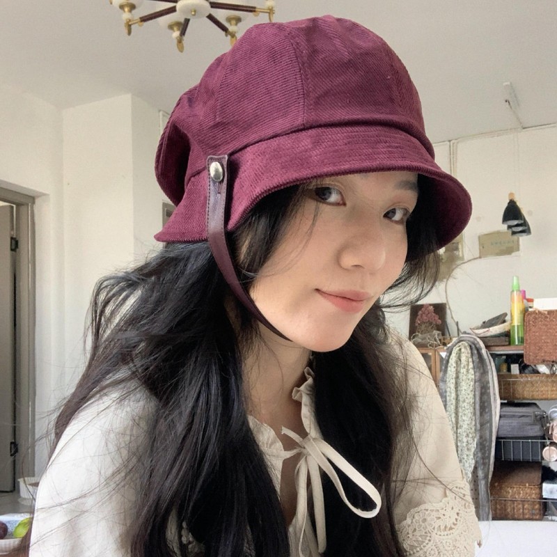 灯芯绒渔夫帽女秋冬2025新款一帽多戴礼帽休闲百搭素颜出街贝雷帽|undefined