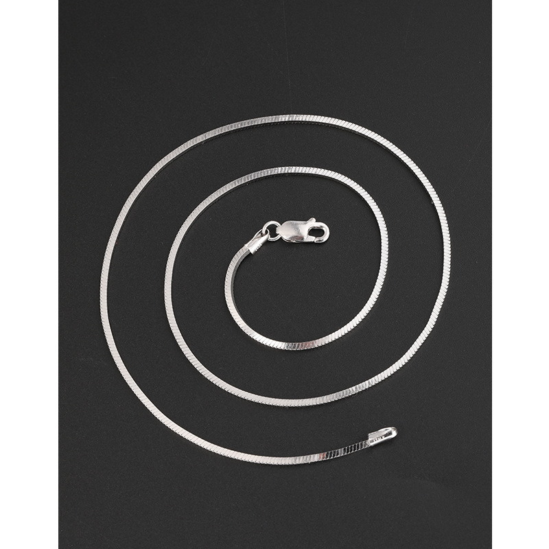 925 plata esterlina 1.5mm cuadrado collar de cadena de hueso de serpiente marca de moda femenina multifuncional cadena de clavícula de alta calidad para hombres chapada en plata platina