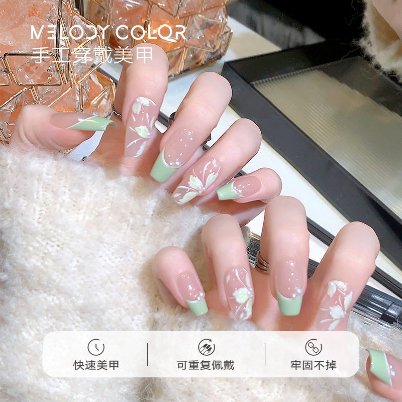 [floating spring painting] pure hand-worn armour spring flowers hand-painted art nail nail stickers Melodycolor