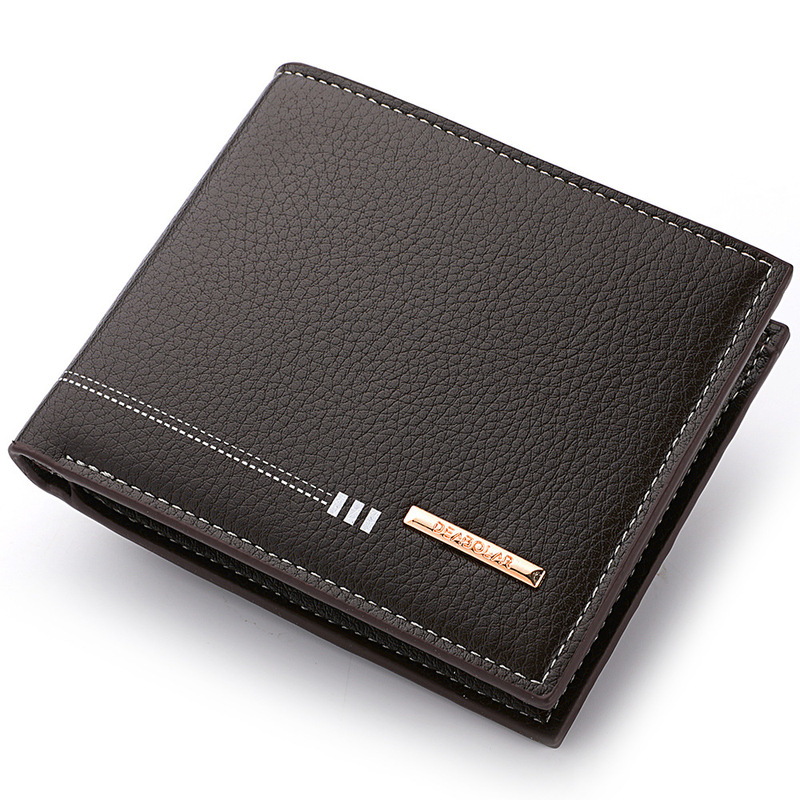 2022 New Fashion Retro Men's Short Wallet Multifunctional pu Wallet Multi-card Holder Litchi Pattern Zipper Wallet