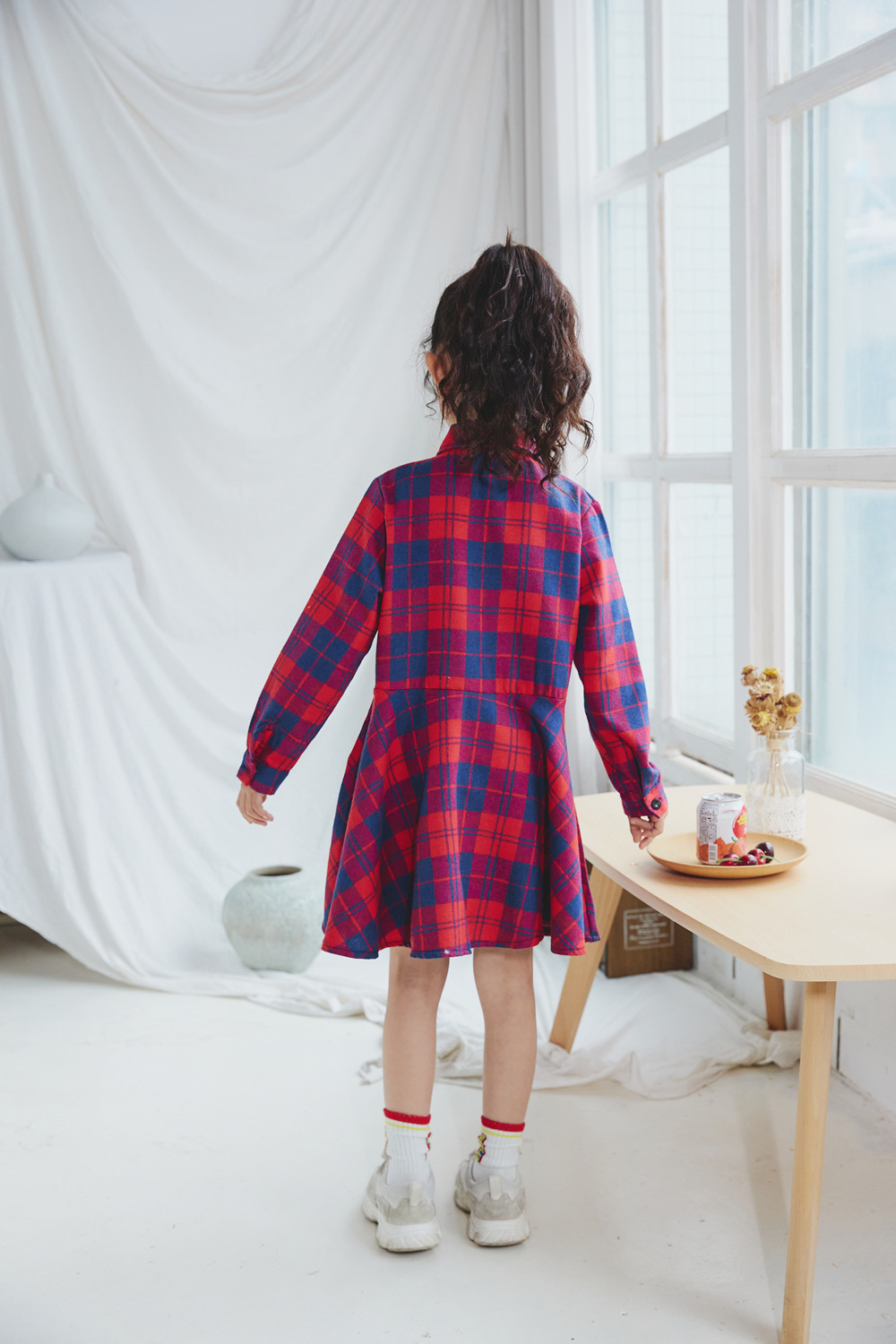 New European and American children's clothing girls' plaid shirt