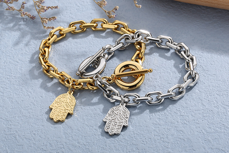 Fashion Creative Geometric Palm Stainless Steel Necklace Bracelet