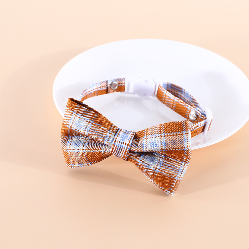 Pet Plaid English style bow tie collar anti-asfixia gato perro ajustable caballero bow collar