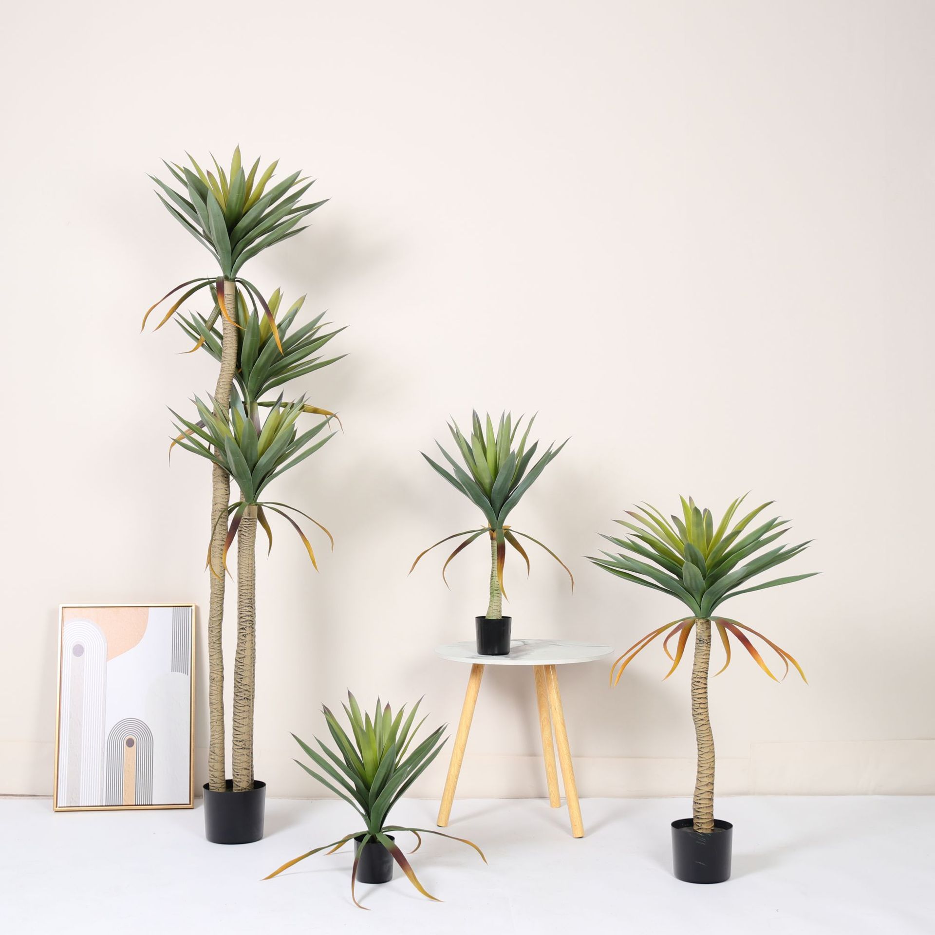 Planta en maceta de agave de simulación a gran escala, planta verde de simulación, decoración de piso interior, paisajismo de plantas tropicales biónicas