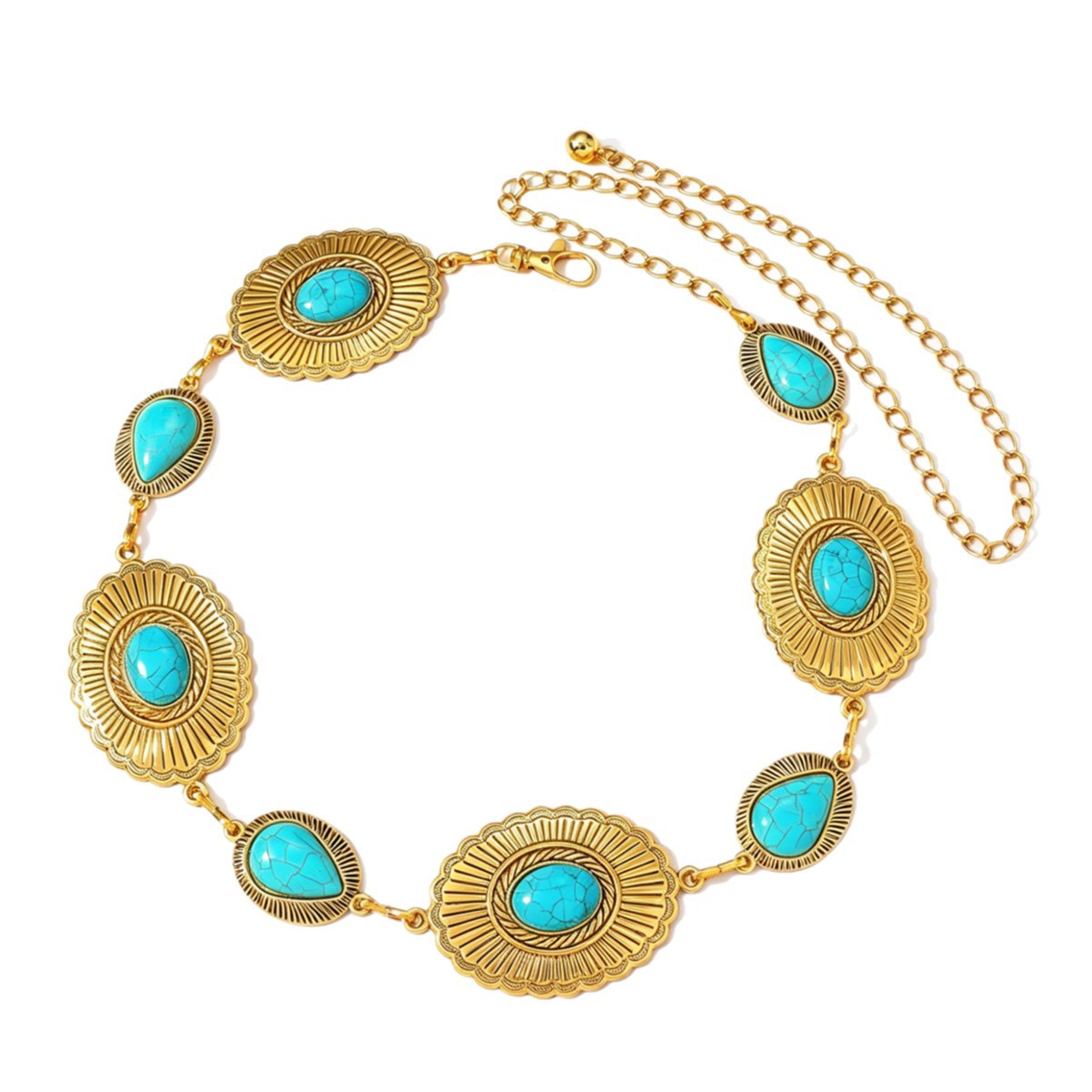 Bohemian Turquoise Waist Chain For Women Versatile Body Accessory_voghion.com
