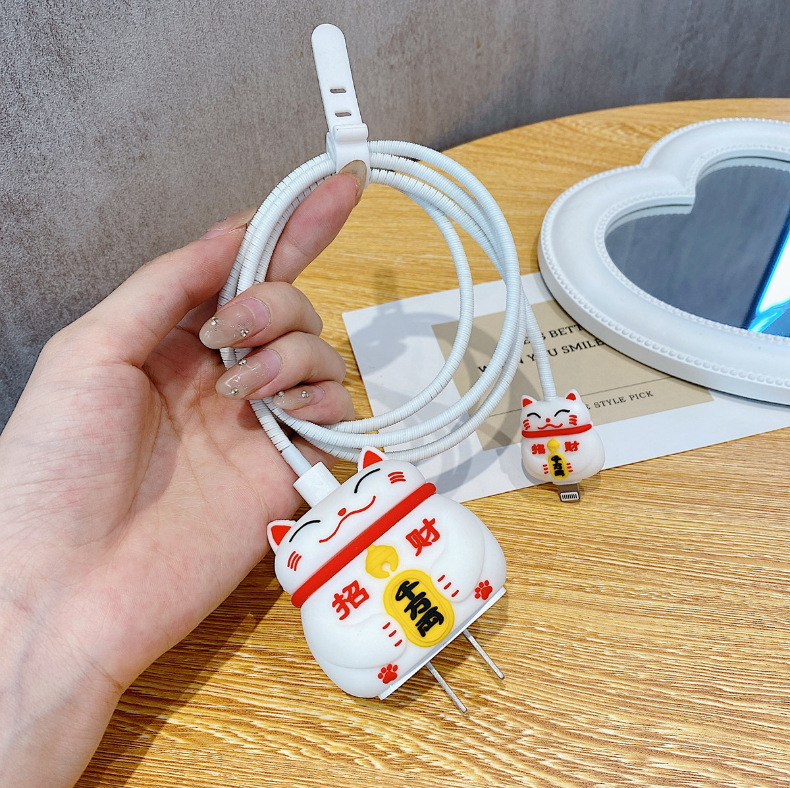 65g Weight Usb cable protection sleeve Classification Environmentally Friendly PVC Material Cartoon Pattern Cute Style Suitable For Iphone 18W/20W Charging Head Data Cable Protective Cover 1