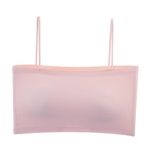 Traceless ice silk sexy beautiful back, no steel ring, gathered chest wrap, seamless sling, anti-exposure, one-word girl tube top underwear