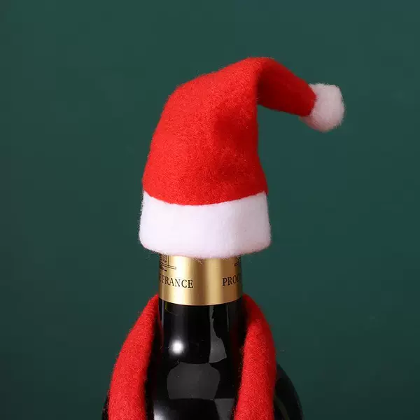 Red wine bottle Christmas hat 1