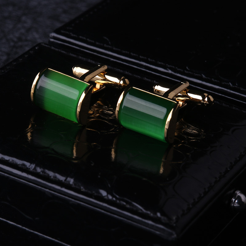 Green Cat's Opal Cufflinks Gem Cufflinks French Shirt Cufflinks Shirt Cufflinks Men's Cufflinks