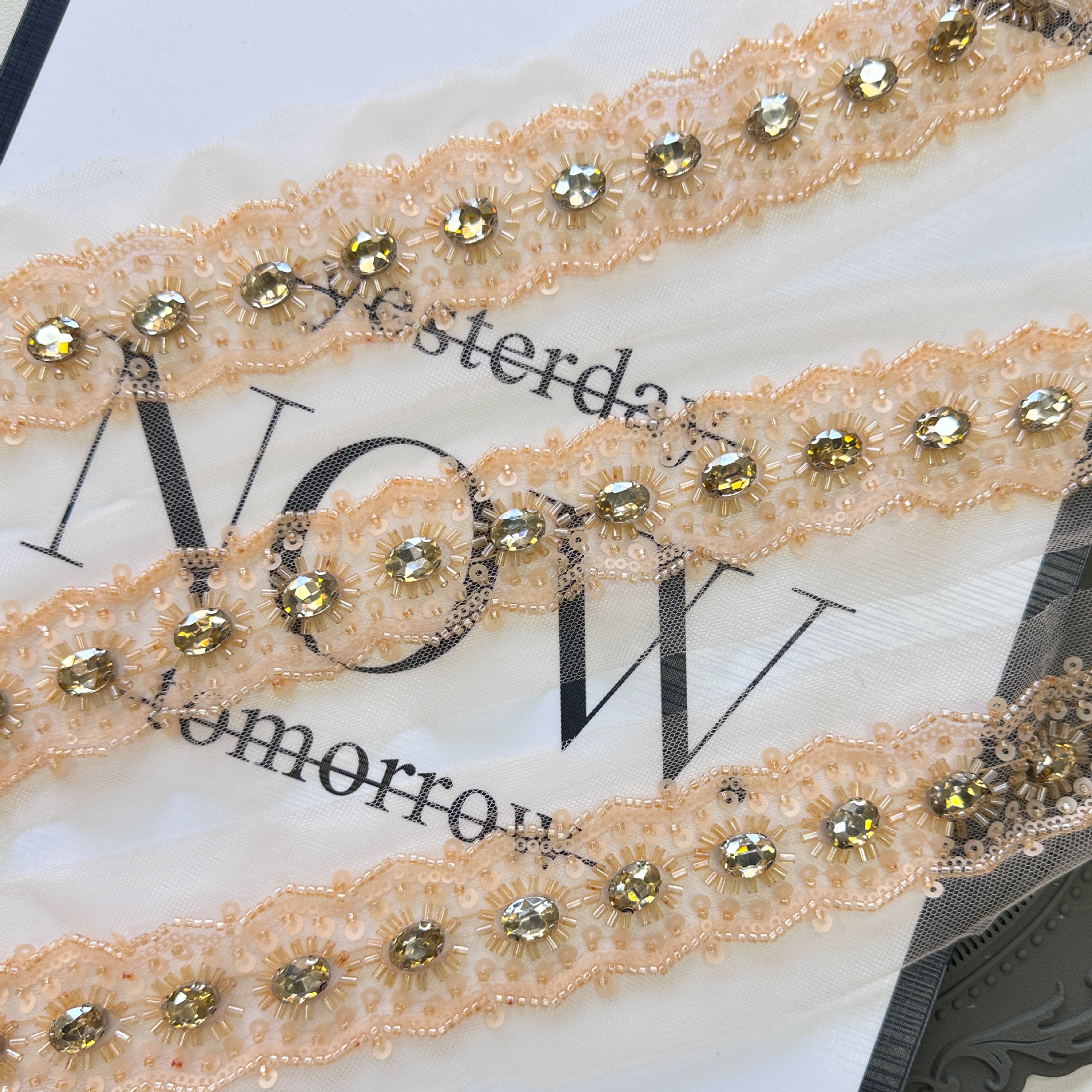 Perla pesada diamante diy mano clavado encaje cinta accesorios vestido suéter pijama decoración