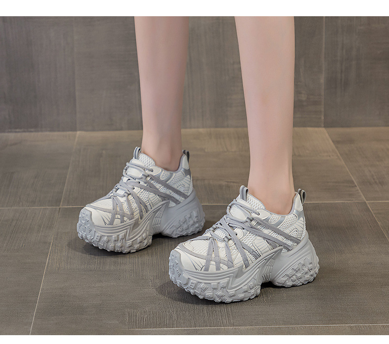 Paris Vintage Dad Sneakers For Women 2026 Spring/Autumn New Thick-Soled Tire-Style Distressed Sports Casual Trendy_vogvips.com