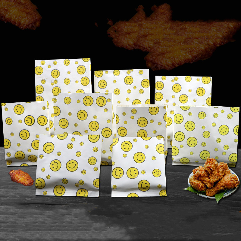 尖底袋一次性防油纸袋炸薯条鸡排笑脸袋pe淋膜食品级炸鸡排袋