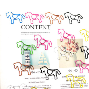 Pony Shaped Colorfulful Animal Paper Clips Creative Paper Clips Wholesale Metal Paper Clips Office Stationery Classification Clips