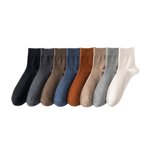 23 New Model Men's Medium Cuff Socks Spring and Summer Solid Color Cotton Casual Breathable Men's Socks Wholesale