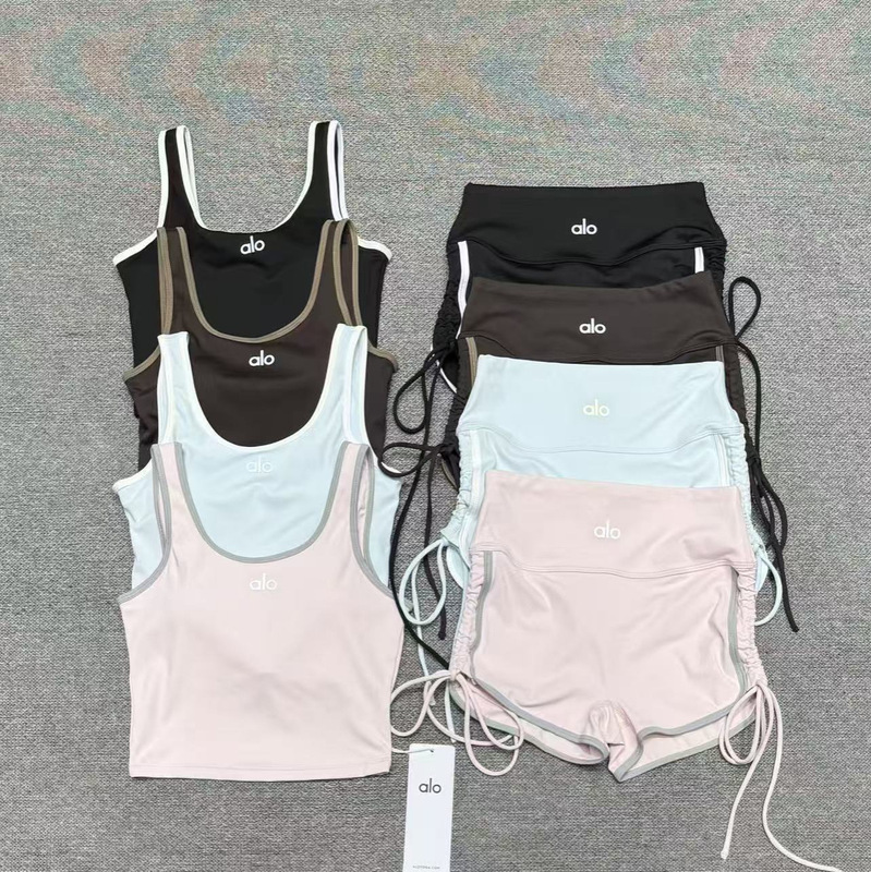 New Summer Yoga Clothing Set, Tight-Fitting and Slimming, with Chest Pads, Sports and Leisure Versatile Vest, Pilates Two-Piece Set New Summer Yoga Clothing Set, Tight-Fitting and Slimming, with Chest Pads, Sports and Leisure Versatile Vest, Pilates Two-Piece Set
