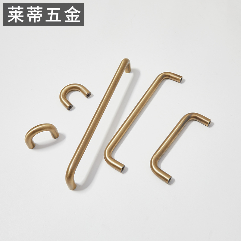 Brass French Vintage Kitchen Long Handle Antique Style Wardrobe Door New Chinese Bronze Cabinet Shoe Cabinet Handle