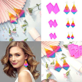 菱形硅胶模具 多边形硅胶模具 粉色简约硅胶模具