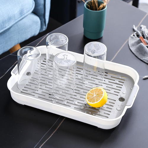 Drain tray home living room double-layer tea tray saucer plastic rectangular dining table storage tray coffee table fruit tray