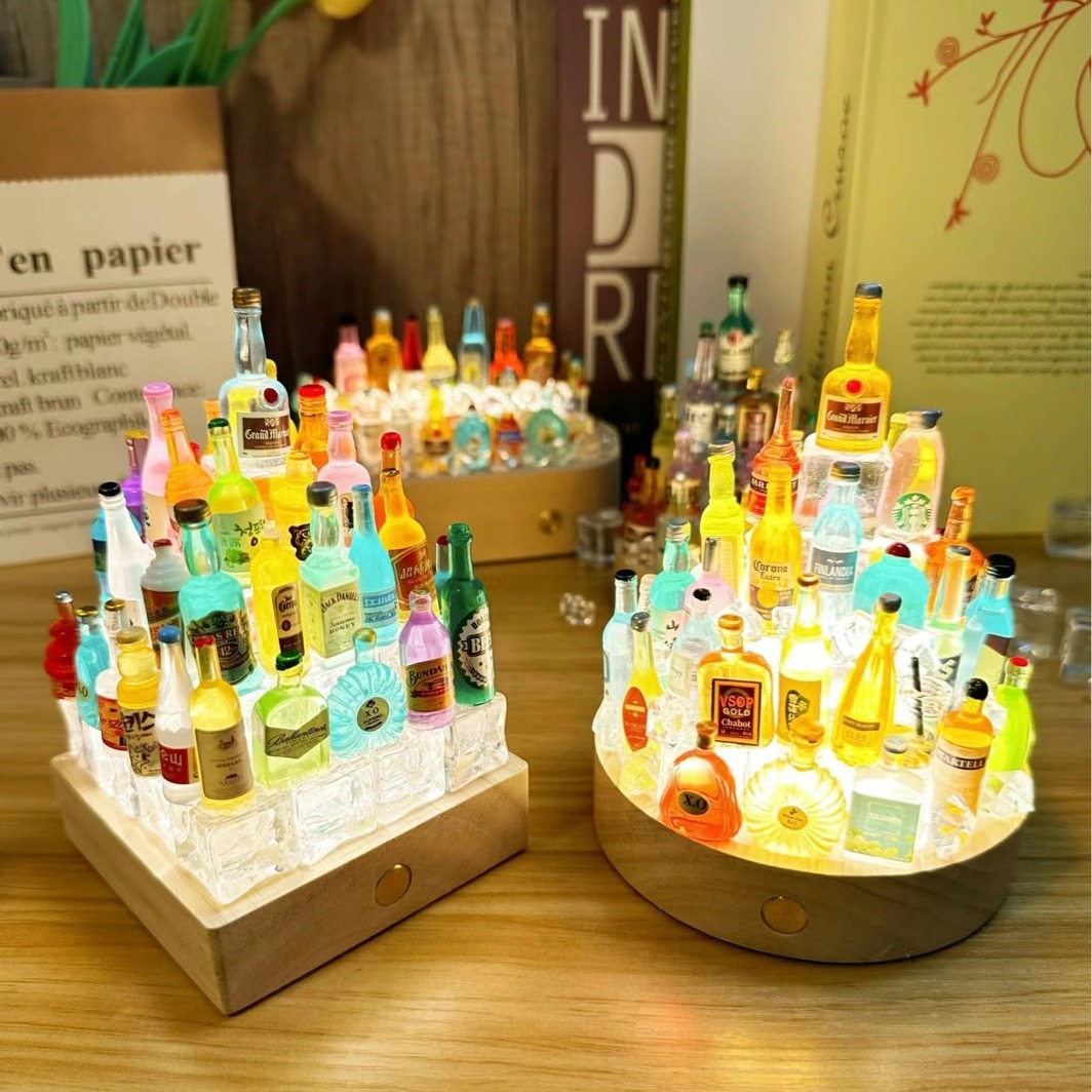 Castle diy botella de vino luz de noche pequeña luz decorativa base de luz mesa coche habitación cerveza luminosa decoración niño regalo