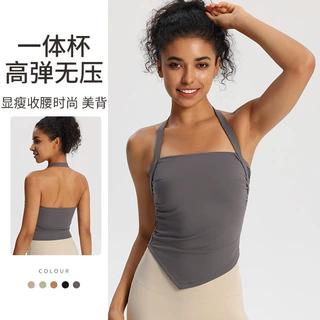 固定杯运动内衣女方领辣妹风运动内衣美背速干健身服上衣跑步背心
