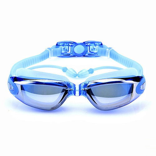Adult one-piece earplugs high-end silicone swimming goggles waterproof and anti-fog for men and women large frame electroplated swimming goggles wholesale