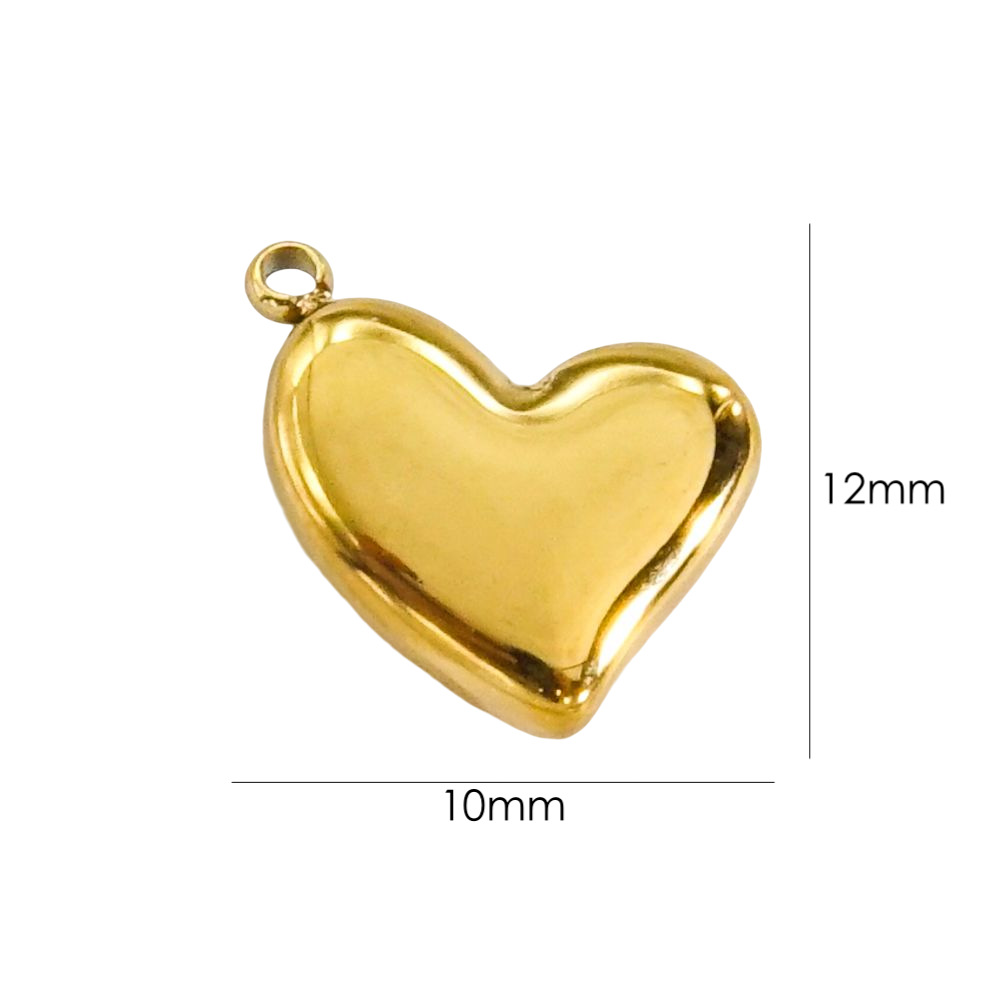 10 PCS/Package 304 Stainless Steel 14K Gold Plated Heart Shape Pendant display picture 8