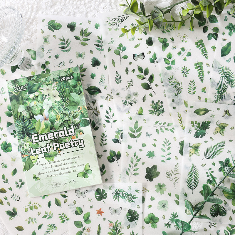 Imágenes de flores y pegatinas de papel diarios de mano materiales decorativos transfronterizos plantas retro flores pegatinas de mano