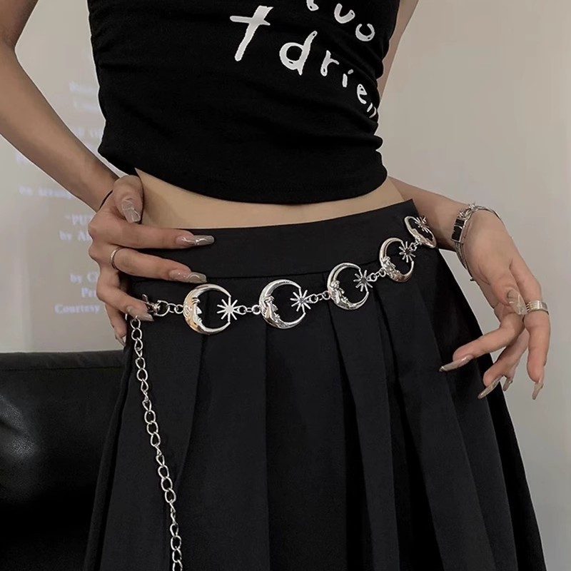 蝴蝶腰链女配裙子金属链条复古裤链配银色细腰带腰封连衣裙收腰|undefined