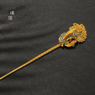 凤凰古法花丝烧蓝凤簪古法发簪古代风中式新婚礼发饰-阿里巴巴