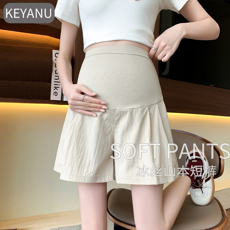 Maternity Shorts Summer Thin Outer Wear 2025 New Maternity Pants That Do Not Tighten the Belly Wide Leg Pants Maternity Wear Summer Wear